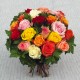 Bouquet deuil de roses multicolores