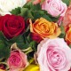 Bouquet deuil de roses multicolores
