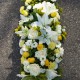 Raquette funéraire blanche et jaune